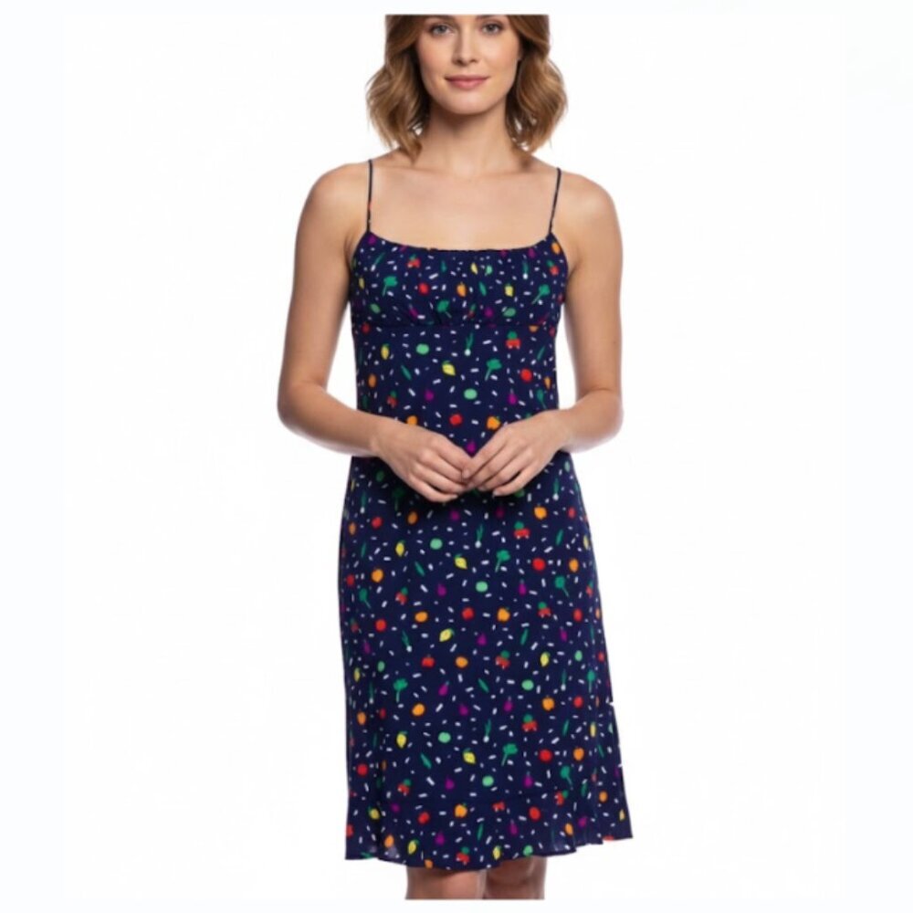 *Staud Navy Multicolor Spaghetti Strap Mini Dress – UK6/US2